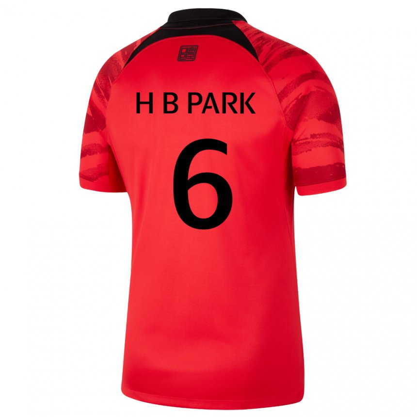 Hombre Camiseta Corea Del Sur Park Hyeon Bin #6 Negro Rojo 1ª Equipación 22-24 La Camisa Perú