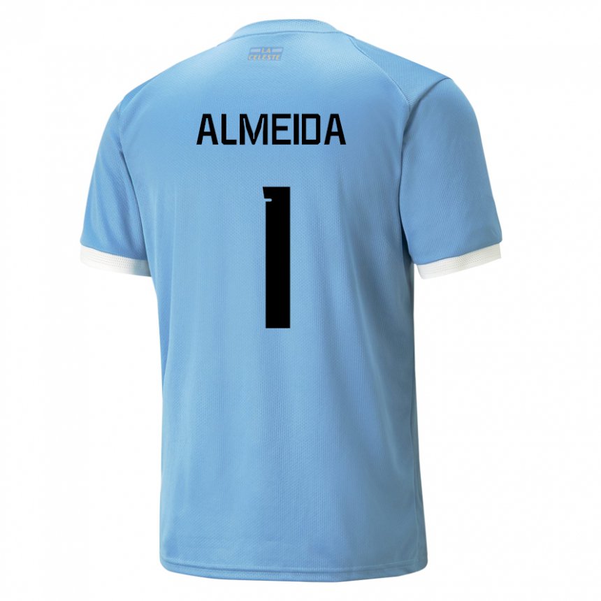 Hombre Camiseta Uruguay Martin Almeida #1 Azul 1ª Equipación 22-24 La Camisa Perú