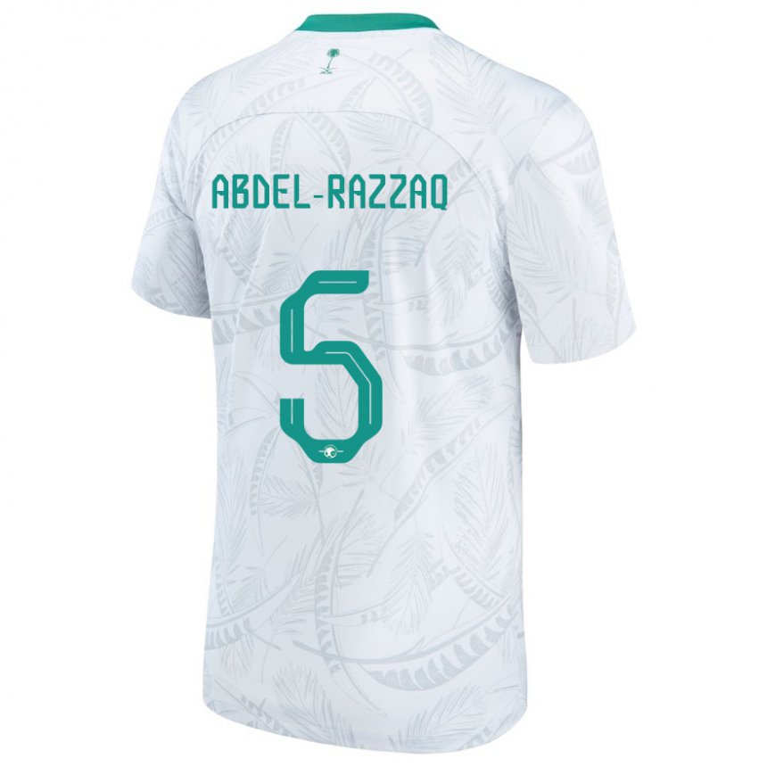 Hombre Camiseta Arabia Saudita Lana Abdel Razzaq #5 Blanco 1ª Equipación 22-24 La Camisa Perú