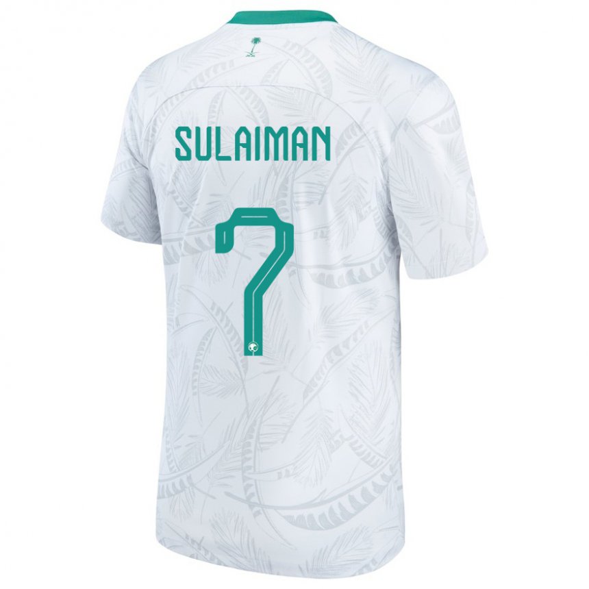 Hombre Camiseta Arabia Saudita Mohammed Sulaiman #7 Blanco 1ª Equipación 22-24 La Camisa Perú