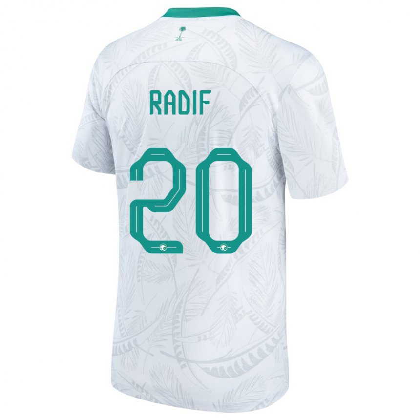 Hombre Camiseta Arabia Saudita Abdullah Radif #20 Blanco 1ª Equipación 22-24 La Camisa Perú