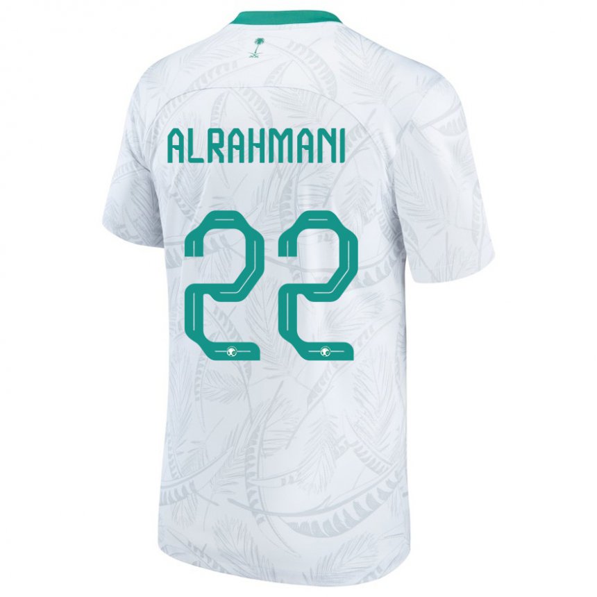 Hombre Camiseta Arabia Saudita Saleh Alrahmani #22 Blanco 1ª Equipación 22-24 La Camisa Perú