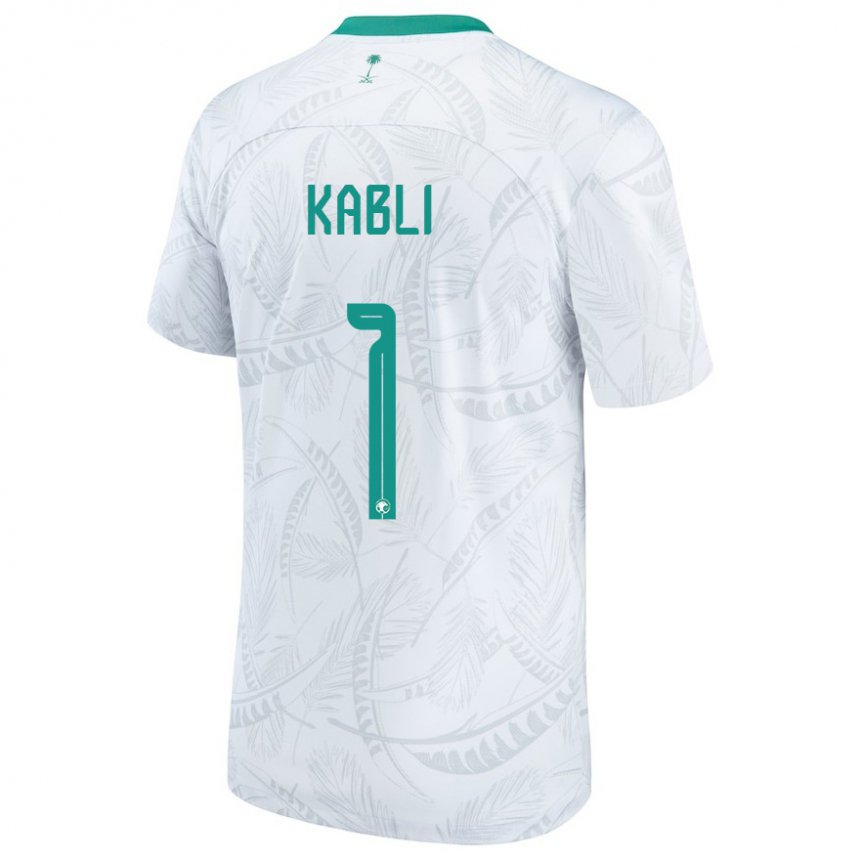 Hombre Camiseta Arabia Saudita Bader Kabli #1 Blanco 1ª Equipación 22-24 La Camisa Perú