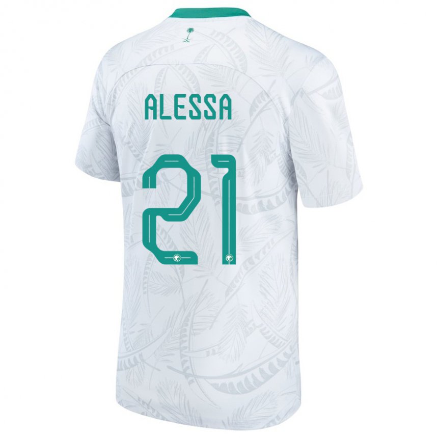 Hombre Camiseta Arabia Saudita Mohammed Alessa #21 Blanco 1ª Equipación 22-24 La Camisa Perú