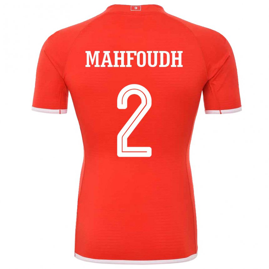 Hombre Camiseta Túnez Dhikra Mahfoudh #2 Rojo 1ª Equipación 22-24 La Camisa Perú