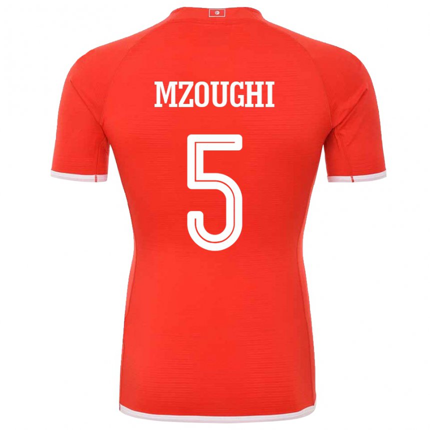 Hombre Camiseta Túnez Iskander Mzoughi #5 Rojo 1ª Equipación 22-24 La Camisa Perú