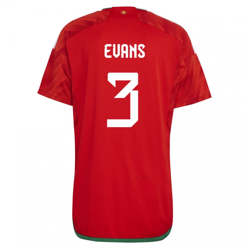 Hombre Camiseta Gales Gemma Evans #3 Rojo 1ª Equipación 22-24 La Camisa Perú