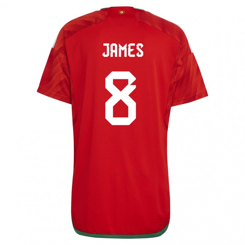 Hombre Camiseta Gales Angharad James #8 Rojo 1ª Equipación 22-24 La Camisa Perú