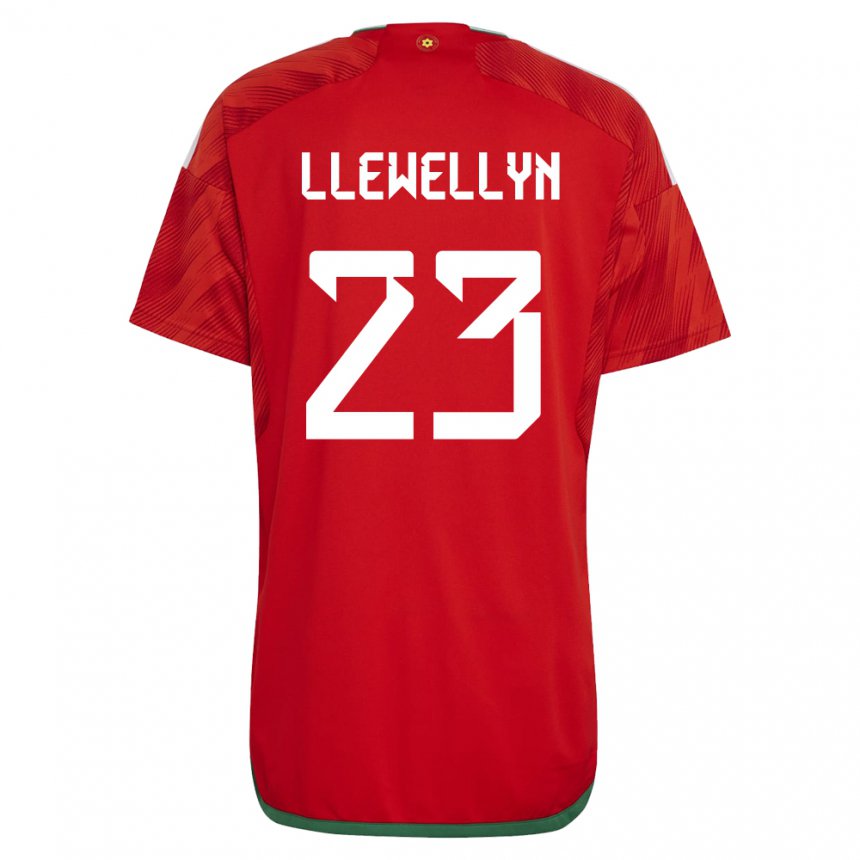 Hombre Camiseta Gales Ffion Llewellyn #23 Rojo 1ª Equipación 22-24 La Camisa Perú