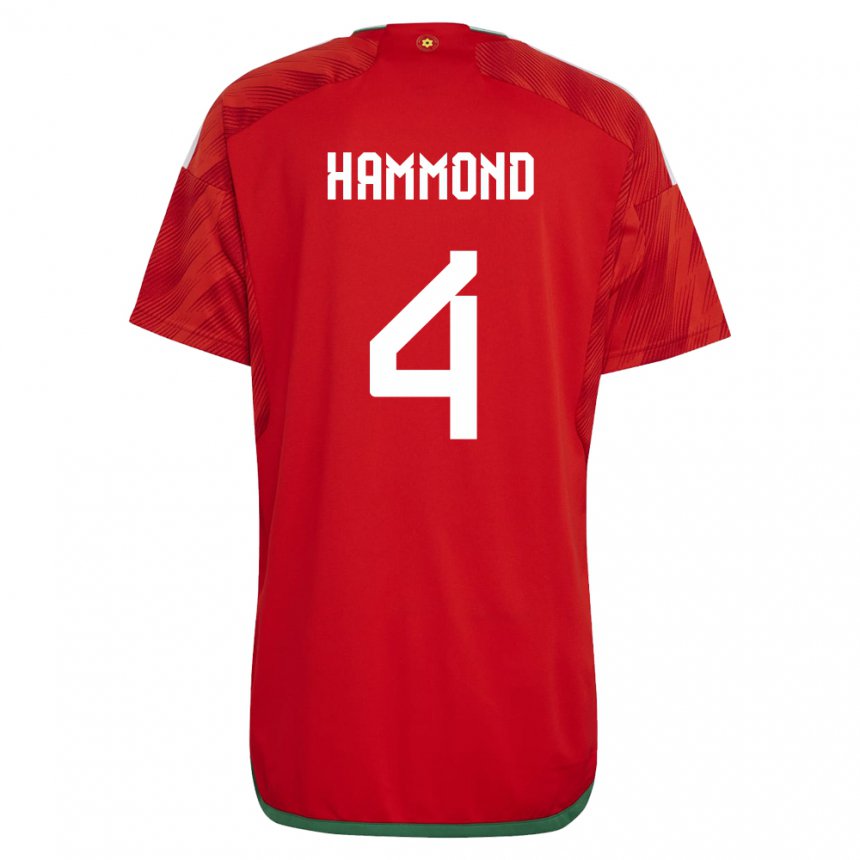 Hombre Camiseta Gales Ben Hammond #4 Rojo 1ª Equipación 22-24 La Camisa Perú