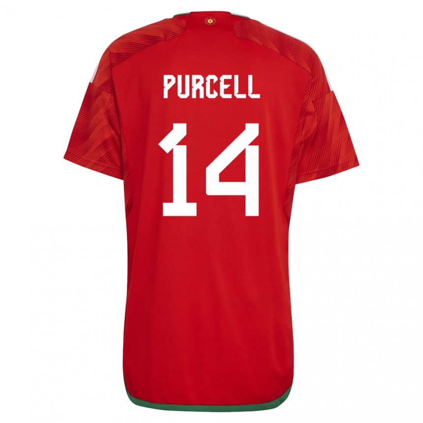 Hombre Camiseta Gales Benjamin Purcell #14 Rojo 1ª Equipación 22-24 La Camisa Perú
