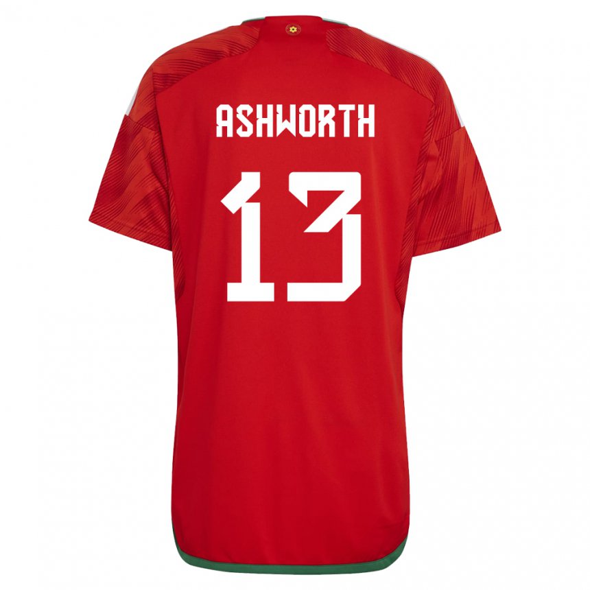 Hombre Camiseta Gales Fin Ashworth #13 Rojo 1ª Equipación 22-24 La Camisa Perú