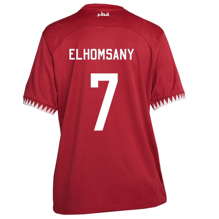 Hombre Camiseta Catar Yasmeen Elhomsany #7 Granate 1ª Equipación 22-24 La Camisa Perú