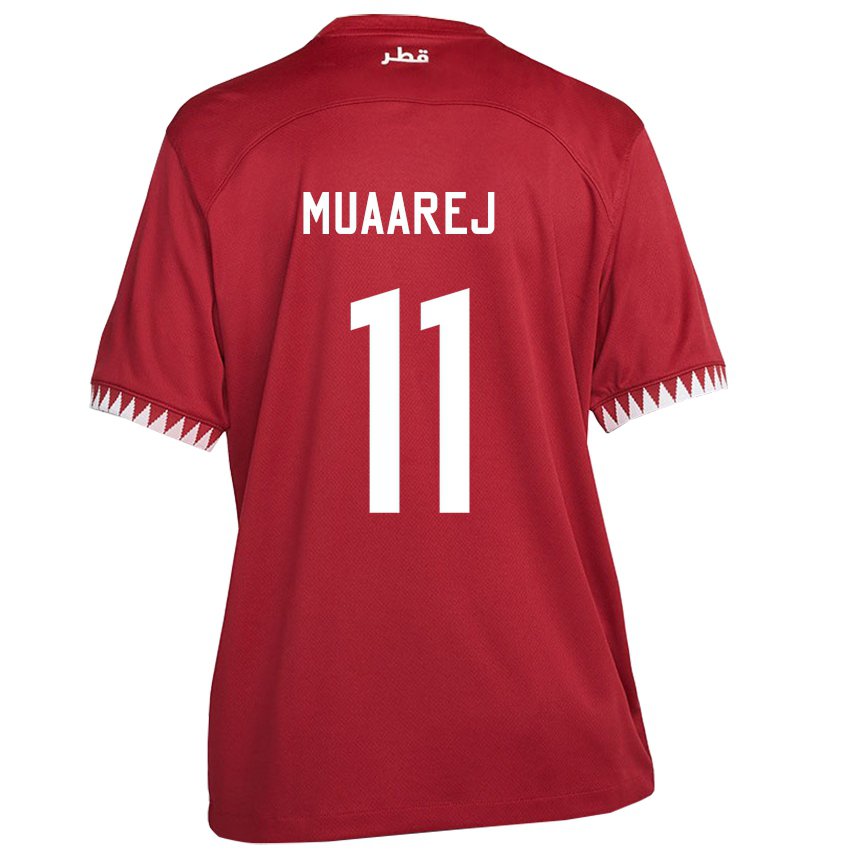 Hombre Camiseta Catar Mooza Muaarej #11 Granate 1ª Equipación 22-24 La Camisa Perú