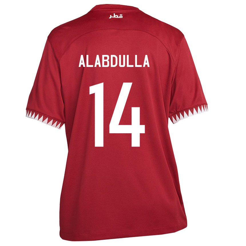 Hombre Camiseta Catar Moudhi Alabdulla #14 Granate 1ª Equipación 22-24 La Camisa Perú