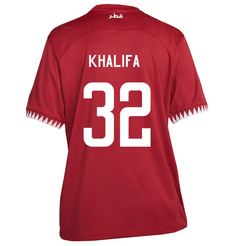 Hombre Camiseta Catar Duana Khalifa #32 Granate 1ª Equipación 22-24 La Camisa Perú