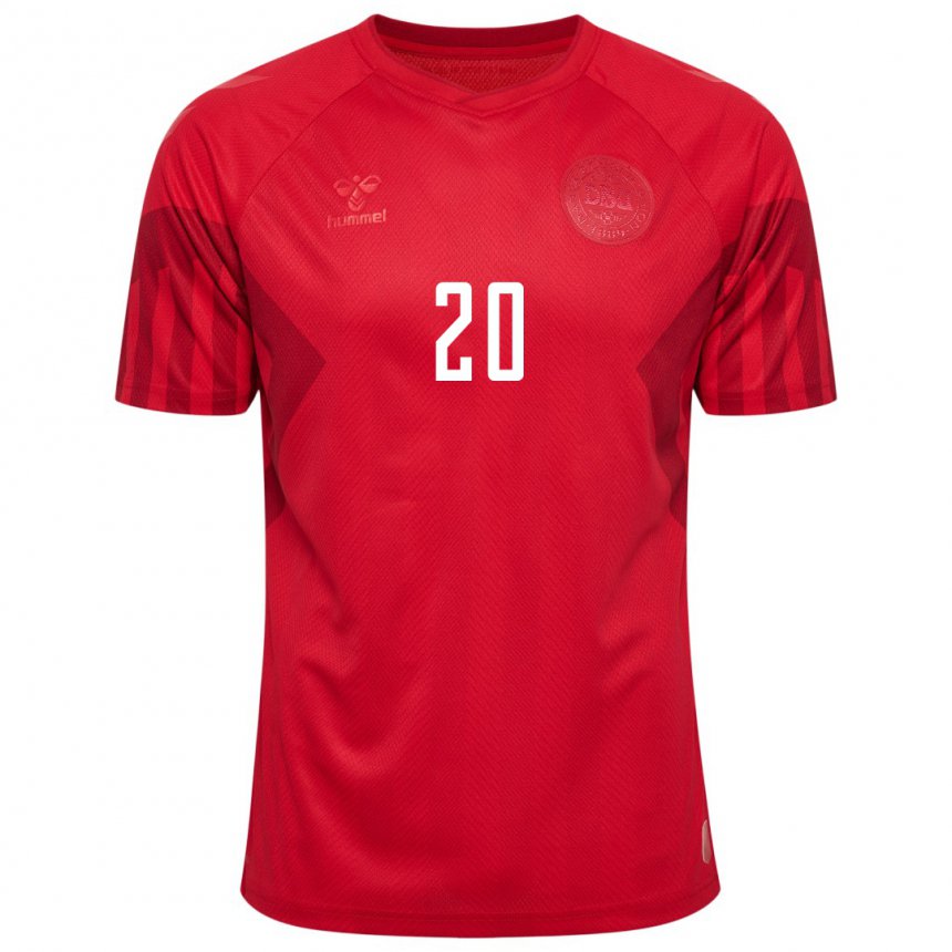 Hombre Camiseta Dinamarca Gustav Christensen #20 Rojo 1ª Equipación 22-24 La Camisa Perú