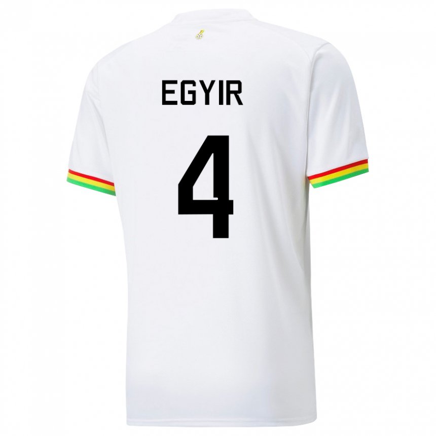 Hombre Camiseta Ghana Janet Egyir #4 Blanco 1ª Equipación 22-24 La Camisa Perú