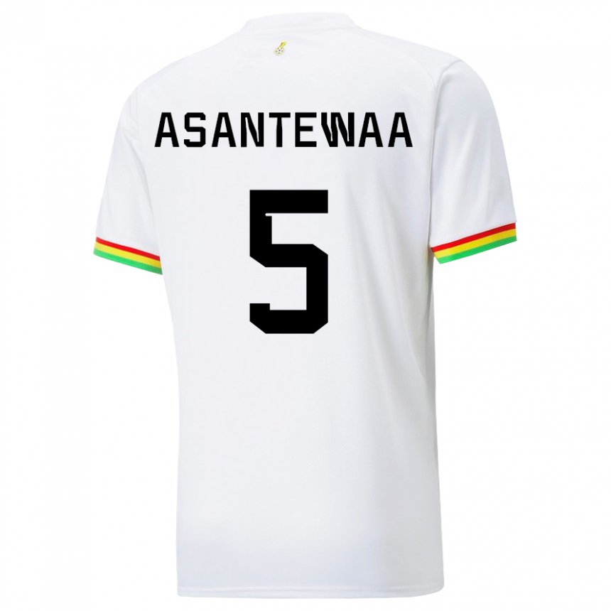 Hombre Camiseta Ghana Grace Asantewaa #5 Blanco 1ª Equipación 22-24 La Camisa Perú