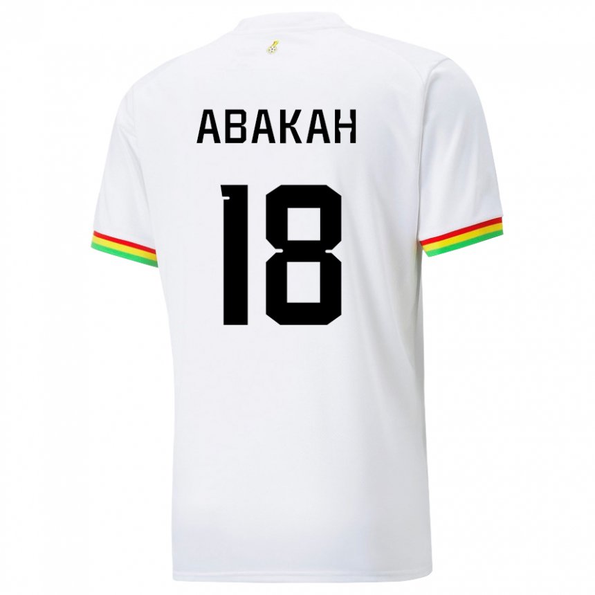 Hombre Camiseta Ghana Philomena Abakah #18 Blanco 1ª Equipación 22-24 La Camisa Perú