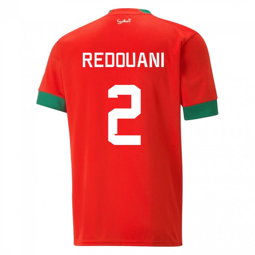 Hombre Camiseta Marruecos Zineb Redouani #2 Rojo 1ª Equipación 22-24 La Camisa Perú