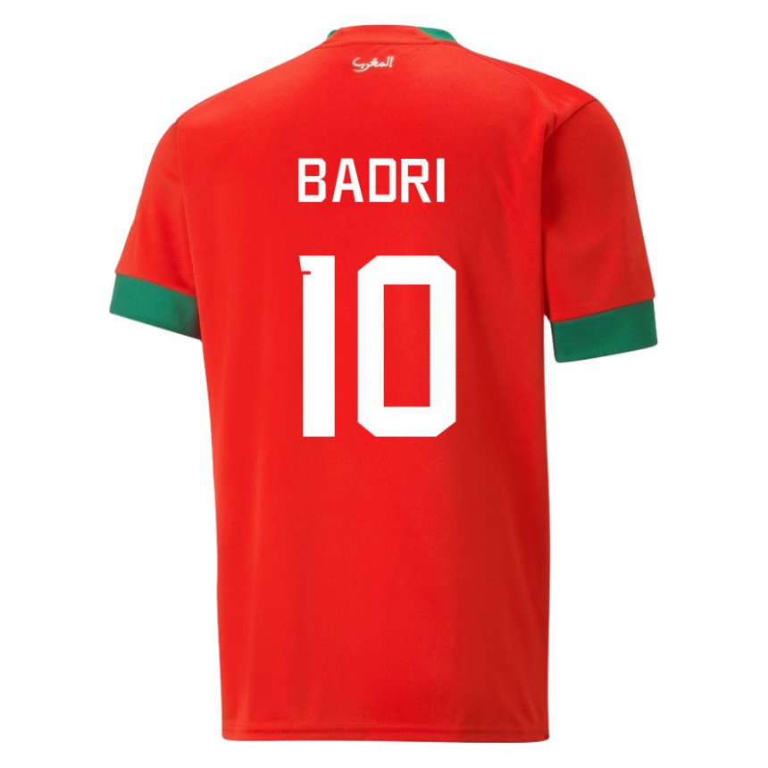 Hombre Camiseta Marruecos Najat Badri #10 Rojo 1ª Equipación 22-24 La Camisa Perú