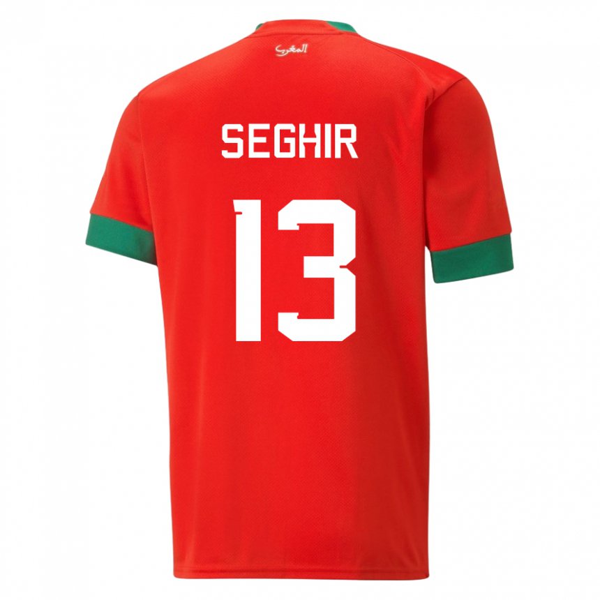 Hombre Camiseta Marruecos Sabah Seghir #13 Rojo 1ª Equipación 22-24 La Camisa Perú