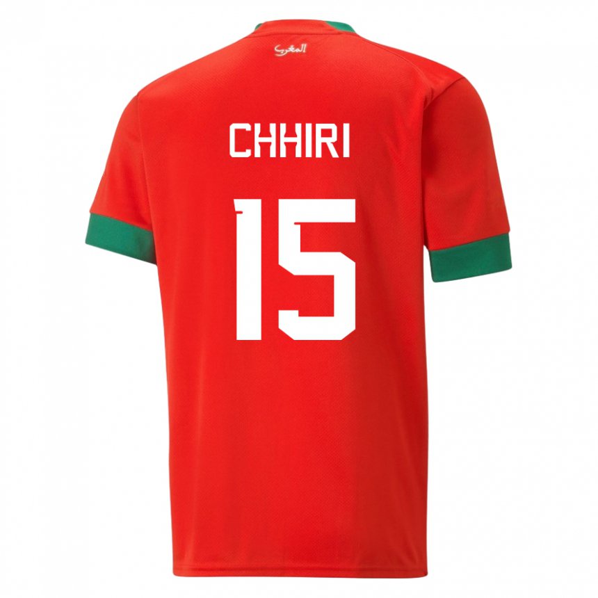 Hombre Camiseta Marruecos Ghizlane Chhiri #15 Rojo 1ª Equipación 22-24 La Camisa Perú