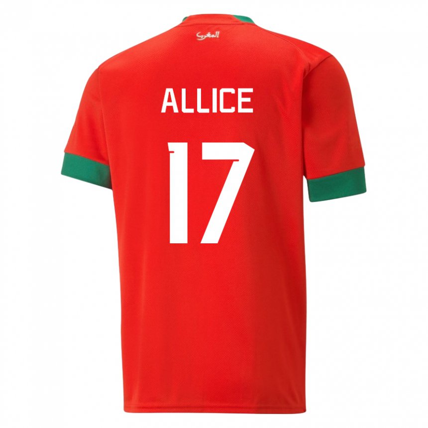 Hombre Camiseta Marruecos Eva Allice #17 Rojo 1ª Equipación 22-24 La Camisa Perú