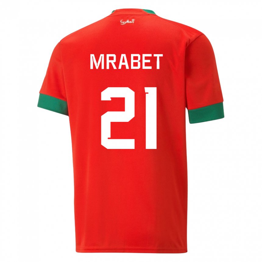 Hombre Camiseta Marruecos Yasmin Mrabet #21 Rojo 1ª Equipación 22-24 La Camisa Perú