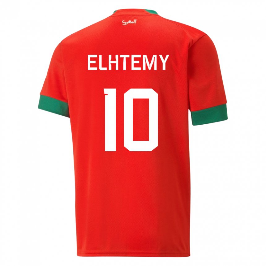 Hombre Camiseta Marruecos Mountassir Elhtemy #10 Rojo 1ª Equipación 22-24 La Camisa Perú