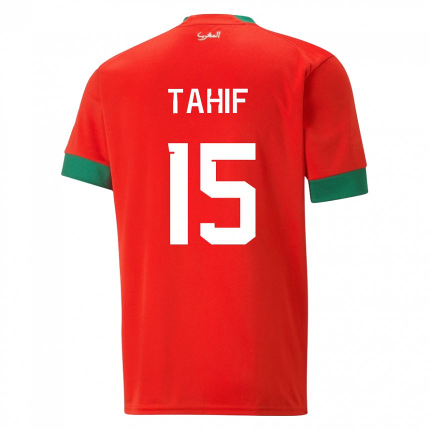 Hombre Camiseta Marruecos Adil Tahif #15 Rojo 1ª Equipación 22-24 La Camisa Perú