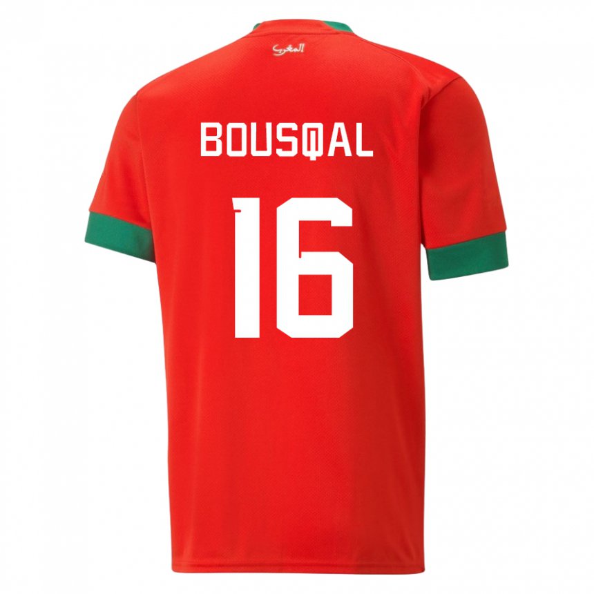 Hombre Camiseta Marruecos Hamza Bousqal #16 Rojo 1ª Equipación 22-24 La Camisa Perú