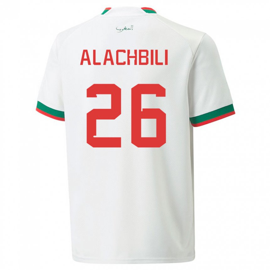 Hombre Camiseta Marruecos Taha Alachbili #26 Blanco 2ª Equipación 22-24 La Camisa Perú