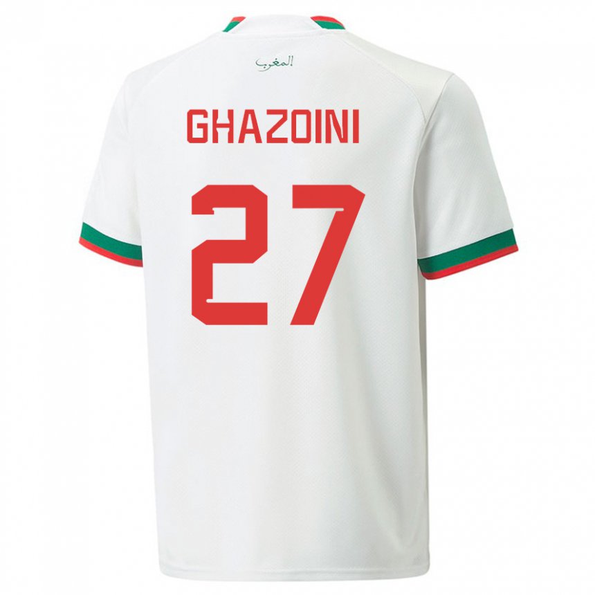 Hombre Camiseta Marruecos Amine Ghazoini #27 Blanco 2ª Equipación 22-24 La Camisa Perú