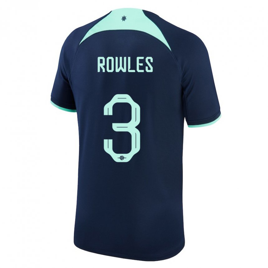 Hombre Camiseta Australia Kye Rowles #3 Azul Oscuro 2ª Equipación 22-24 La Camisa Perú