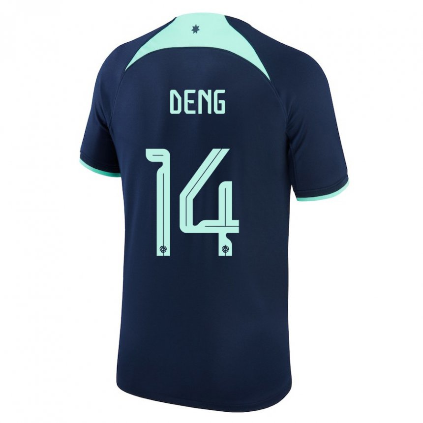 Hombre Camiseta Australia Thomas Deng #14 Azul Oscuro 2ª Equipación 22-24 La Camisa Perú