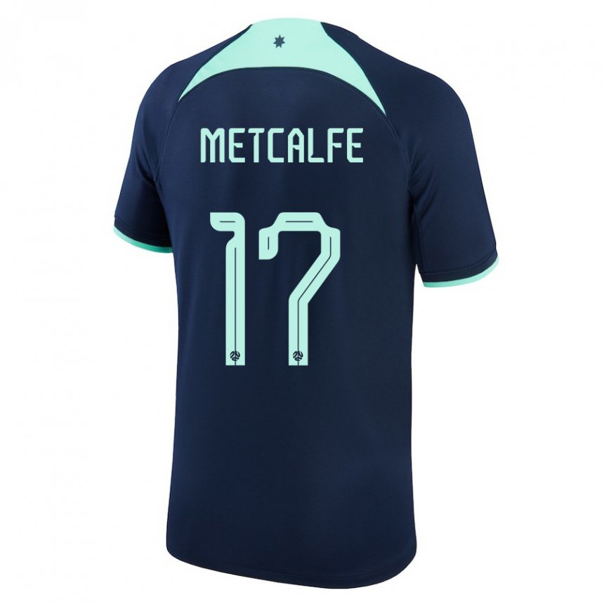 Hombre Camiseta Australia Conor Metcalfe #17 Azul Oscuro 2ª Equipación 22-24 La Camisa Perú