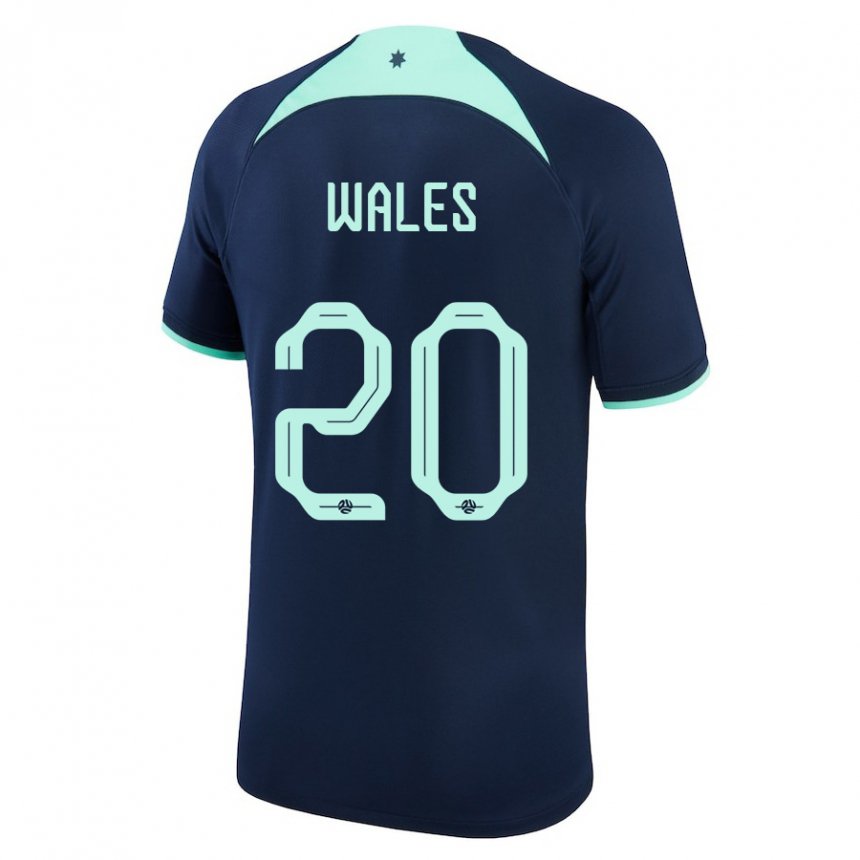 Hombre Camiseta Australia Lachlan Wales #20 Azul Oscuro 2ª Equipación 22-24 La Camisa Perú