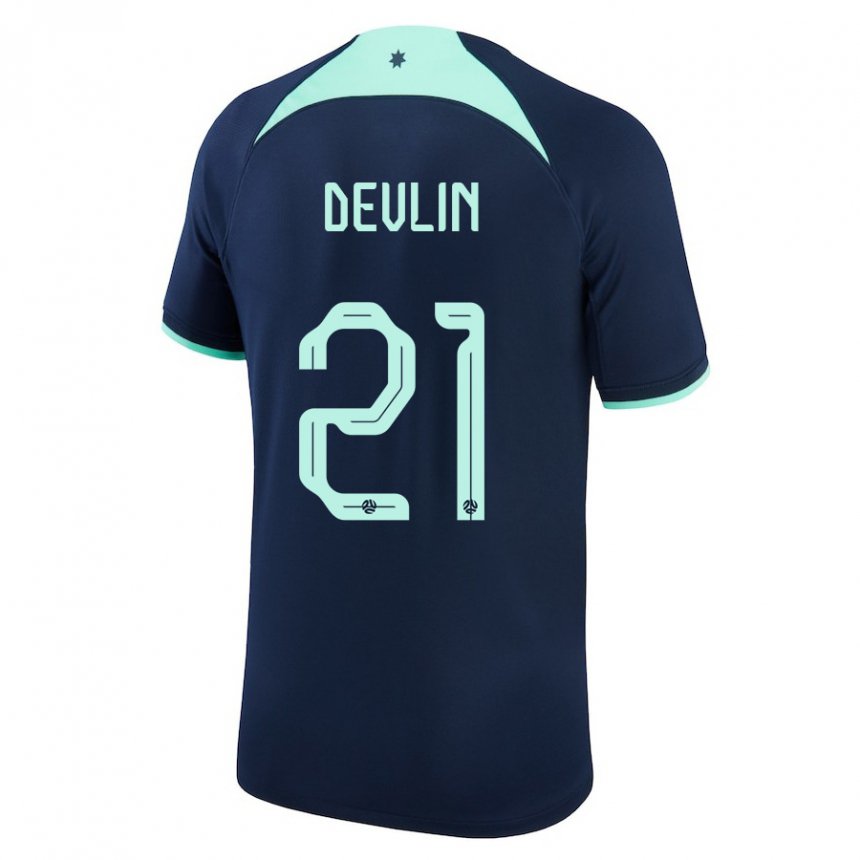 Hombre Camiseta Australia Cameron Devlin #21 Azul Oscuro 2ª Equipación 22-24 La Camisa Perú