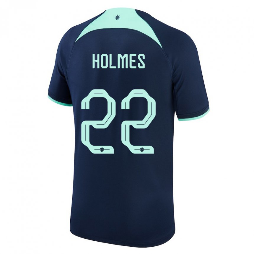 Hombre Camiseta Australia Jordan Holmes #22 Azul Oscuro 2ª Equipación 22-24 La Camisa Perú