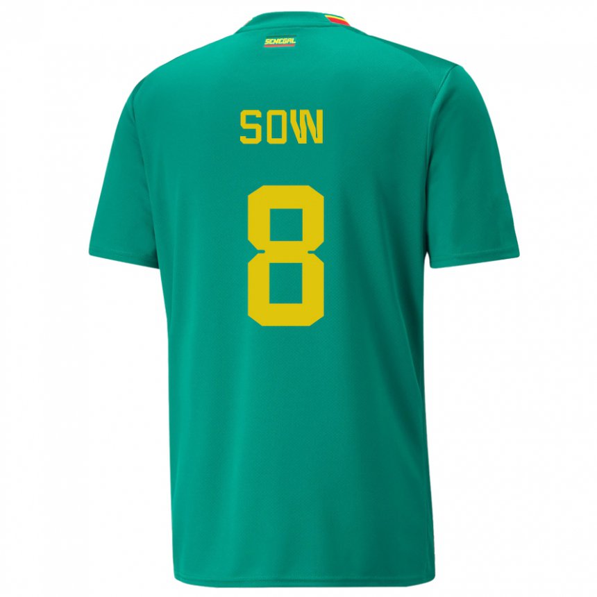 Hombre Camiseta Senegal Mbayang Sow #8 Verde 2ª Equipación 22-24 La Camisa Perú