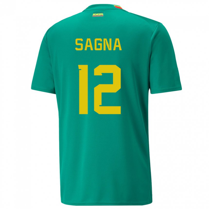 Hombre Camiseta Senegal Safietou Sagna #12 Verde 2ª Equipación 22-24 La Camisa Perú