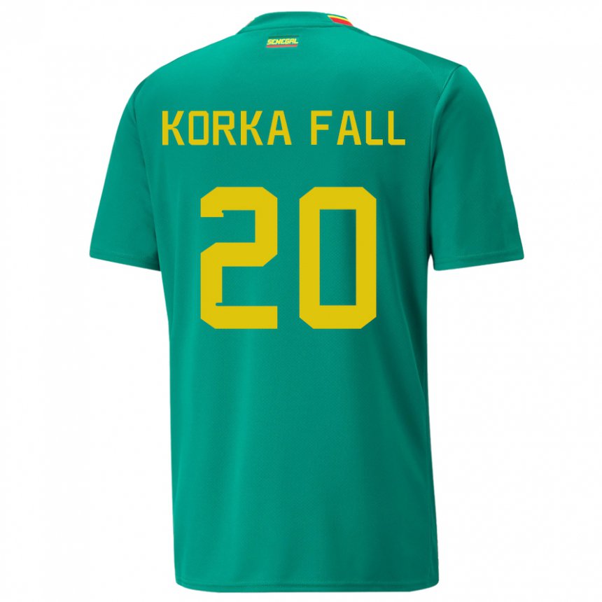 Hombre Camiseta Senegal Korka Fall #20 Verde 2ª Equipación 22-24 La Camisa Perú