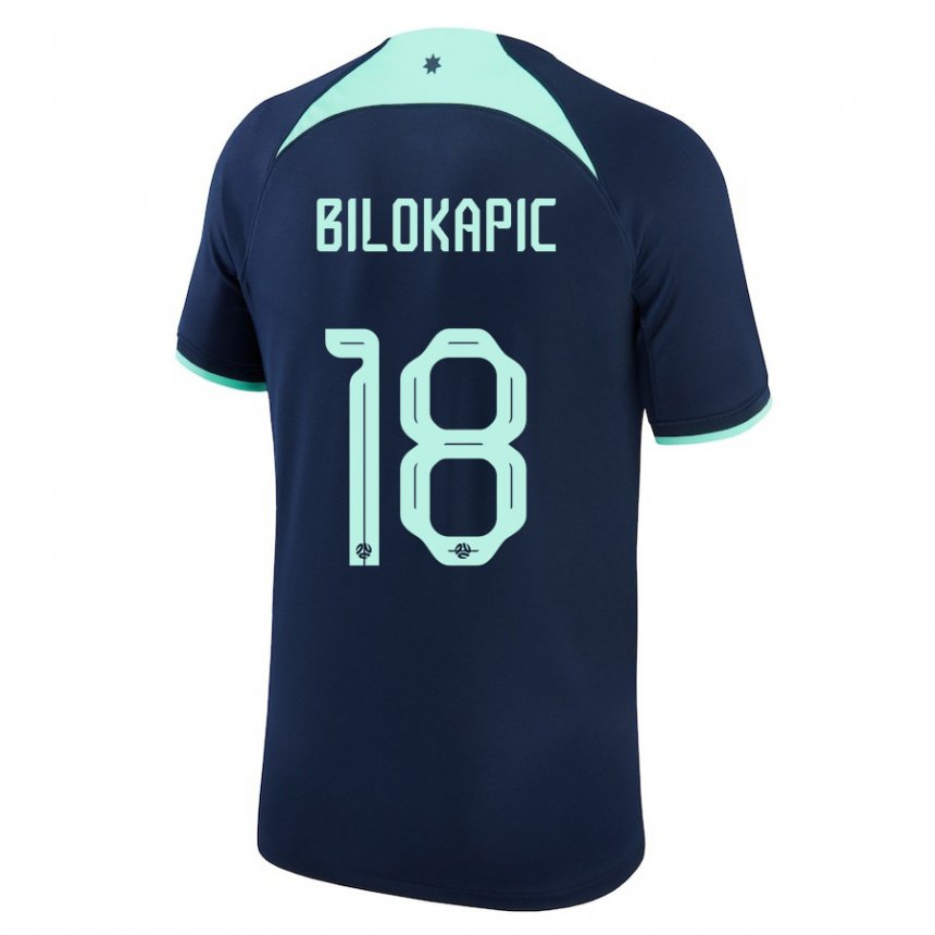 Hombre Camiseta Australia Nicholas Bilokapic #18 Azul Oscuro 2ª Equipación 22-24 La Camisa Perú