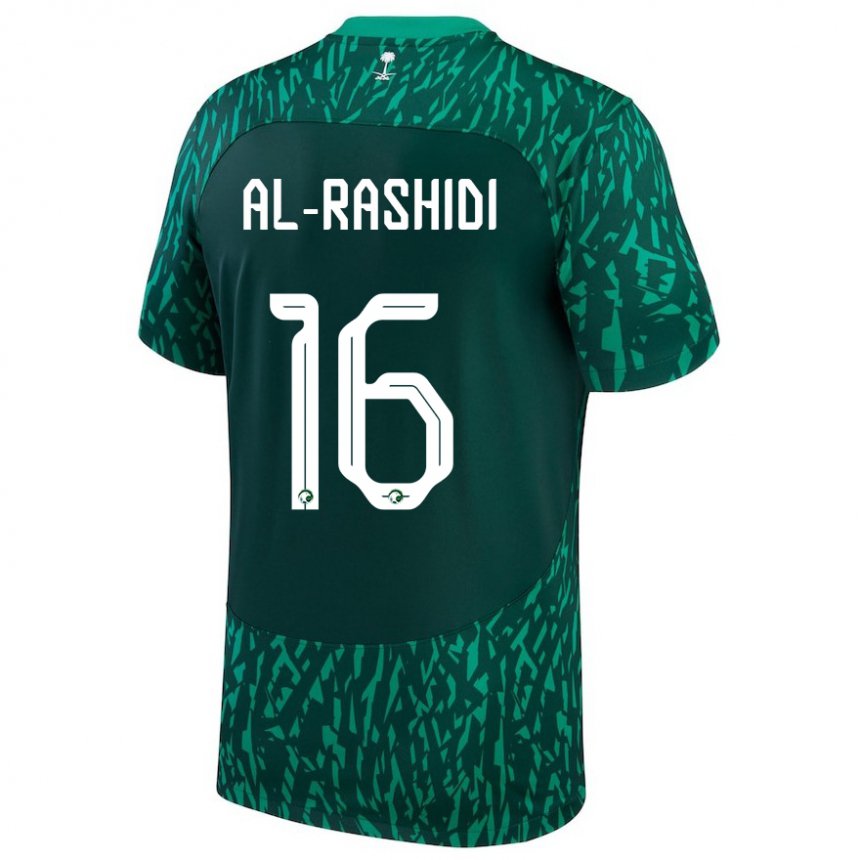 Hombre Camiseta Arabia Saudita Mohammed Al Rashidi #16 Verde Oscuro 2ª Equipación 22-24 La Camisa Perú