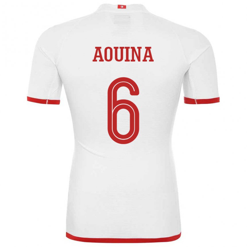 Hombre Camiseta Túnez Rania Aouina #6 Blanco 2ª Equipación 22-24 La Camisa Perú