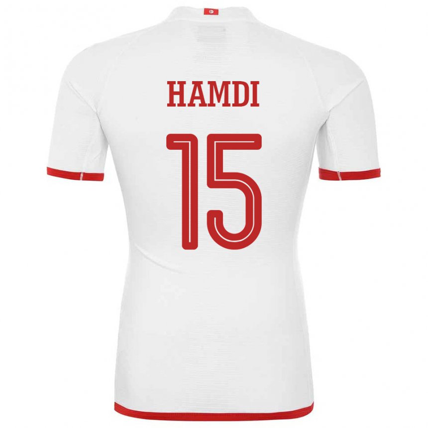 Hombre Camiseta Túnez Hanna Hamdi #15 Blanco 2ª Equipación 22-24 La Camisa Perú