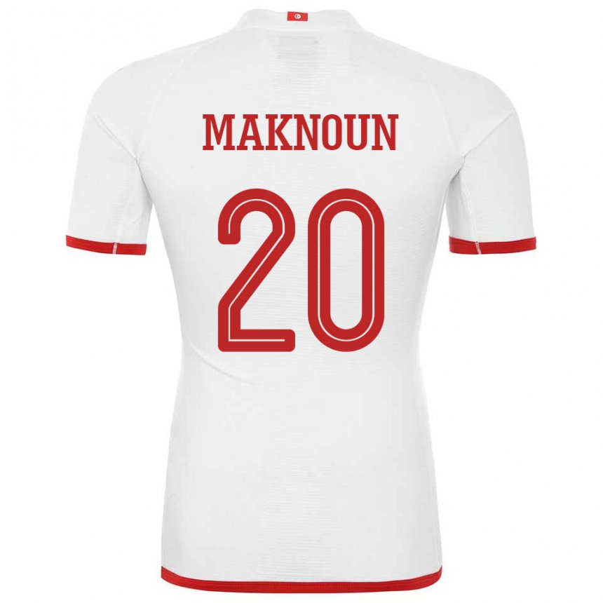 Hombre Camiseta Túnez Leila Maknoun #20 Blanco 2ª Equipación 22-24 La Camisa Perú