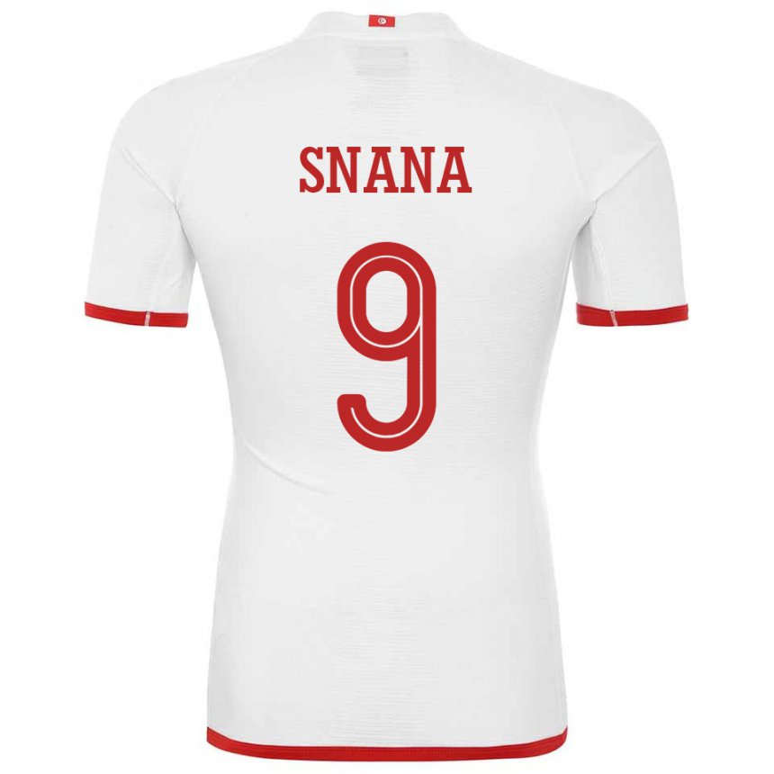 Hombre Camiseta Túnez Youssef Snana #9 Blanco 2ª Equipación 22-24 La Camisa Perú